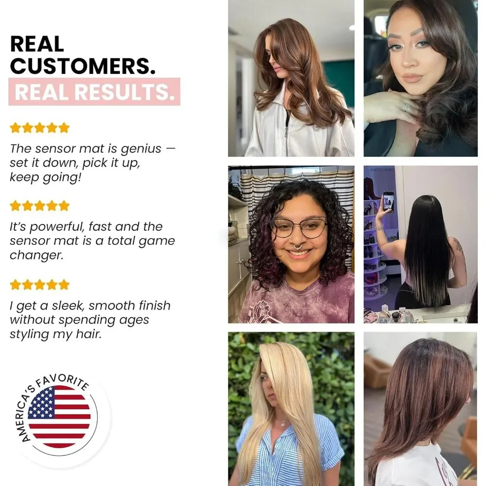 NEW Ionic Hair Blow Dryer w Smart Sensor Mat AUTO-PAUSE Frizz Control Diffuser
